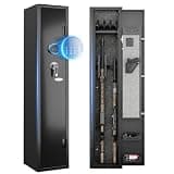 KAER Gun Safe for Rifle and Pistol, Quick Access Electronic Keypad and LED Light, No Assembly Closet Gun Cabinet with Adjustable Shelves for Home Living Room Bedroom Closet, Black