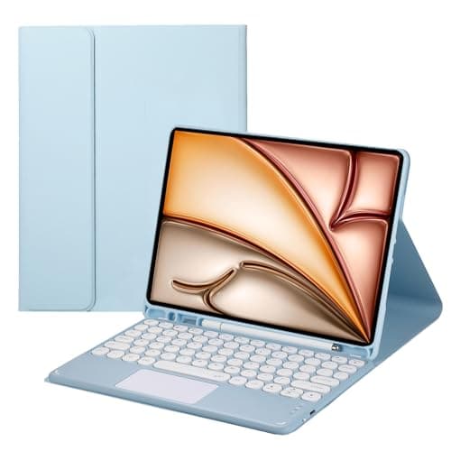 Touch Keyboard Case for iPad Air 11-inch M4/M3/M2 (2026/2025/2024), iPad Air 5th/4th Generation (2022/2020) 10.9 Inch - Soft TPU Cover with Detachable Bluetooth Touch Keyboard (Blue)
