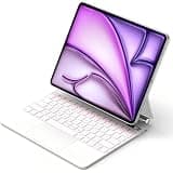 EUNOVULIT for iPad Air 11" M4/M3/M2, 10.9" 4/5th & Pro 11"(1/2/3/4th) Case with Keyboard, Magic Keyboard Case with Multi-Touch Trackpad, Floating Cantilever Stand, Stain-Resistant, LED Display, White