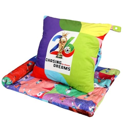 Harmeng Den 3 in 1 Travel Pillow Blanket Set with Removable Flannel Blanket Throw,Hand Warmer Pockets,Pillow (Color3, 50in*60in)