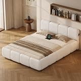 FAVSH Queen Size Cloud Boucle Upholstered Platform Bed Frame w/USB Ports
