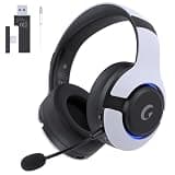 syndesmos Wireless PS5 Headset, 2.4GHz Gaming Headset for PS5, PC, Switch, Bluetooth 5.3 Headphones with Noise Canceling Mic, 7.1 Surround Sound, Low-Latency, 45H Battery, White