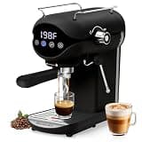 Nesskoko Espresso Machine with Steam Milk Frother Semi Automatic 20 Bar Compact Black with Touch Screen for home Cafetera Espresso, Latte, Cappuccino, Americano, Macchiato