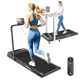 Walking Pad Treadmill for Home Office, Under Desk Treadmill with Remote Control, Folding Treadmills with Handle Bar, Portable Mini Walkingpad Compact Walk Pads, 300 LBS Capacity, Black