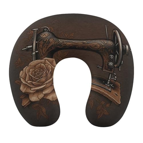 VstaDank Rose and Sewing Machine Travel Pillow Comfortable U Shape Memory Foam Pillows Relieve Fatigue Portable Neck Pillow Office Napping Pillows for Planes Trains Self-Driving Cars