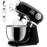 COWSAR Stand Mixer, 12 Speeds Tilt-Head Electric Commercial Stand Mixer, 3-In-1 Kitchen Mixer with Bowl, Dough Hook, Whisk and Beater, Black