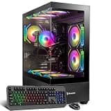 Evounic Gaming PC Desktop Computer, Liquid Cooled, Ryzen 5 up to 4.1GHz (6-Cores), GTX1050 GDDR5,16GB DDR4 RAM, 512GB NVMe SSD + 1TB HDD, WiFi 6 & BT 5.4, 7× ARGB Fans,Windows 11 Gaming Tower
