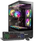 Evounic Gaming PC Desktop Computer, Liquid Cooled, Ryzen 5 up to 4.1GHz (6-Cores), GTX1050 GDDR5,16GB DDR4 RAM, 512GB NVMe SSD + 1TB HDD, WiFi 6 & BT 5.4, 7× ARGB Fans,Windows 11 Gaming Tower