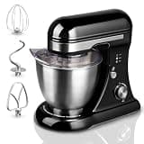 5QT Stand Electric Mixer, 12-Speed Kitchen Mixer with Tilt-Head, Stainless Steel Bowl Dough Mixer, Egg Whisk, Dough Hook & Beater Included, Idea for 3-5 Family,Black