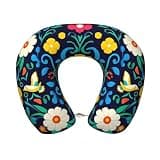 Qewfoju Neck Pillows for Sleeping Memory Foam Travel Pillows U Shaped Travel Neck Pillow Soft Headrest Pillow Suitable for Planes Car Office - Colorful Mexican Flower