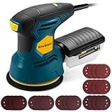 Enventor 2.5A Random Orbital Sander, 300W 5-Inch Electric Orbital Sander Tool 6 Variable Speed, Max 13,000 RPM Palm Sander with 24 PCS Sandpapers, Dust Collector Box for Woodworking
