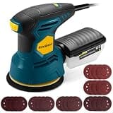 Enventor 2.5A Random Orbital Sander, 300W 5-Inch Electric Orbital Sander Tool 6 Variable Speed, Max 13,000 RPM Palm Sander with 24 PCS Sandpapers, Dust Collector Box for Woodworking