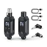 Kelgyua Wireless XLR Transmitter and Receiver, 500ft XLR Wireless Transmitter Receiver with 2x30 Channels, Dynamic Mic Wireless Adapter for PA Mixer, Church, Stage