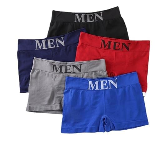 dDanke 5 Pack Mens Boxer Briefs Seamless Mid-Waist Breathable Comfort Underwear One Size Fits Most Multi