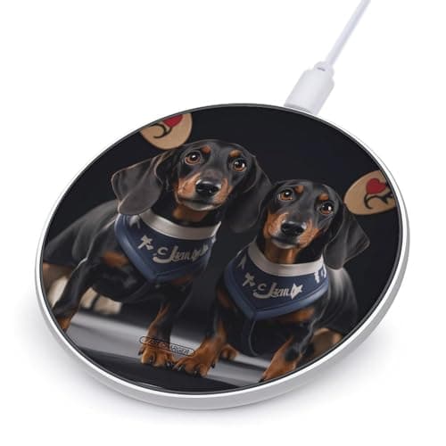 I Love My Dog Dachshunds Wireless Charger Portable 10W Fast Wireless Charging Pad Compatible with Phone Ultra-Thin Charging Station Lightweight Charger Mat for Travel Home Office Desk
