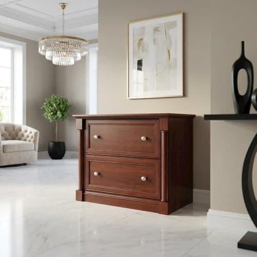 Bison office File Cabinet with Select Cherry Finish, Laminated Lateral Files, Durable Construction, Modern Design, Ideal for Office Storage
