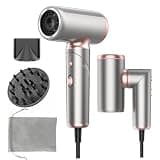 Travel Hair Dryer Dual Voltage, Foldable, Ionic for European & International Travel, Compact High Speed Fast Drying, Portable, 1300W (100-240V)