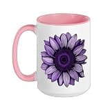 Purple Multilayer Sunflower Graphic Ceramic Mug, Pink/White, 15oz