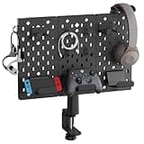 PEGZONE 3PCS Modular Headphone and Controller Holder for Game, Clamp-on Pegboard, Rotatable Controller Stand with Cable Hooks, Gaming Accessories, 3Pcs Pegboard, Black