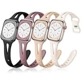 Getino Compatible with Apple Watch Bands 40mm 38mm 41mm 42mm iWatch Series 11 10 9 8 7 6 5 4 3 2 1 SE Women, Durable Soft Silicone Thin Slim Sport iWatch Strap, Black/Smoke Violet/Starlight/Milk Tea