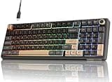 RK ROYAL KLUDGE R98 Pro Wired Mechanical Keyboard, 96% Creamy Gaming Keyboard RGB Backlit with Number Pad and Volume Knob, Gasket Mount, MDA Profile PBT Keycaps, Hot Swappable Pre-lubed Linear Switch