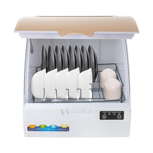 Compact Countertop Portable Dishwasher, 900W 360° Spray 167℉ High Temp Washing Touch Screen Multi-Mode Dish Washer ABS Tempered Glass Small Dishwasher for Apartment Dorm Home Kitchen Use