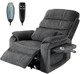 Dual Motor Power Recliner Chair with Heated Massage Electric Lay Flat Recliner Chair with Lift Backrest Extended Footrest for Living Room Bedroom Furniture