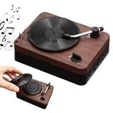 Vinyl Record Player, Retro Style with BT 5.0 Connectivity, 2 Built-in Stereo Speakers, Supports TF Card & AUX Input, Portable Music Player with Vintage Wood Grain Finish