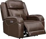 Oversized Power Recliners Chair with Soft Touch Leather Upholstery Electric Recliner Chair with Adjustable Headrest for Living Room Bedroom Meeting
