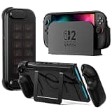 COOWPS P2 Dockable Split Protective Case for Nintendo Switch 2, with Ergonomic Grips, Stable Metal Kickstand & Magnetic Ring, Full Protection Travel Front Cover 12 Game Card Slots 2026 Latest Upgrade