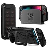 COOWPS P2 Dockable Split Protective Case for Nintendo Switch 2, with Ergonomic Grips, Stable Metal Kickstand & Magnetic Ring, Full Protection Travel Front Cover 12 Game Card Slots 2026 Latest Upgrade