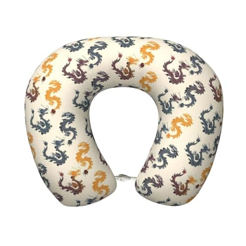 Hekroxu Oriental Dragon (2) Print Travel Pillow Pure Memory Foam Neck Pillow Airplane for Traveling,Car, Train,Napping,Traveling,Washable Cover