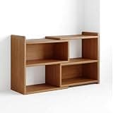 TTelvekiki Bookcase, Wooden Bookshelf for Small Spaces, Narrow Storage Shelf Organizer, Freestanding Display Shelf for Bedroom, Living Room, Home Office Cherry Color 23.6" W×9.4" D×27.6" H