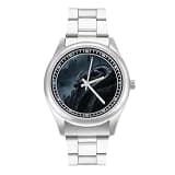 FodPand Mens Stainless Steel 3-Hand Analog Watch Easy Reader 40mm Dial
