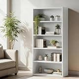 Blorly 5-Tier Bookcase, 53 Inch Industrial Storage Wall Shelf, Display Shelf for Living Room, Bedroom, White