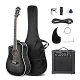GLARRY 41in Full Size 6 Strings Left Hand Acoustic Electric Guitar Beginner Kit w/ 15W Amp, Cutaway Design Electric Acoustic Guitar with Bag, Strap, Picks, Strings, Basswood Guitarra