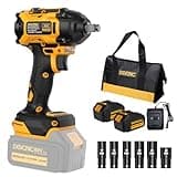 Devonic Cordless Impact Wrench,330ft-Lbs(450N.m) 21V Brushless Power Impact Wrenches,2800RPM High Torque Impact Gun with 2x 4000mAh Batteries, Charger, Electric Impact Wrench For Car Home (450N)