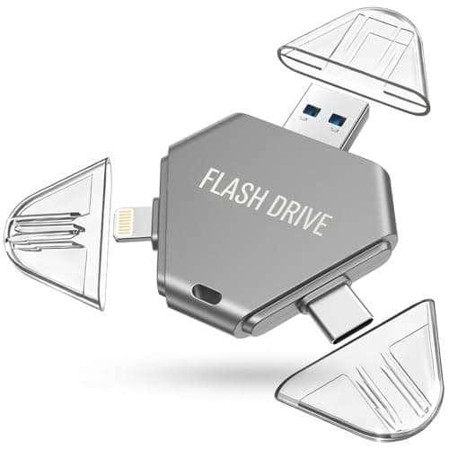 MFi Certified 64GB Flash Drive for iPhone, 3 in 1 Photo Stick with Lightning/Type-C/USB-A, Photo Stick for iPad Android Mac PC, for Photos Videos and File Backup,Available Space: ~58GB,Black