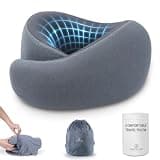 Travel Pillow for Airplane - Memory Foam Neck Travel Pillow with 360° Chin & Neck &Back Support, Dual Raised Sides, Washable Breathable Cover, Compact Travel Bag for Long Flights, Car, Train, Sleeping