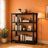 Bezuny 4-Tier Book Shelf, Modern Bookcase, Metal Storage Shelves for Books CDs Movies Garage Kit, Bolt-Free Adjustable Display Bookshelf in Living Room, Bedroom, Kitchen, Office, 40" W x18 D x54 H