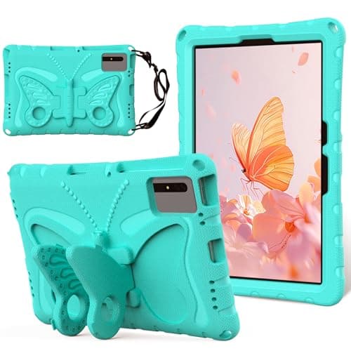 Kids Case for Xiaomi Redmi Pad 2 11" 2025, Butterfly Design EVA Lightweight Friendly Shockproof Cute Protective Cover, with Stand + Shoulder Strap,Mint Green