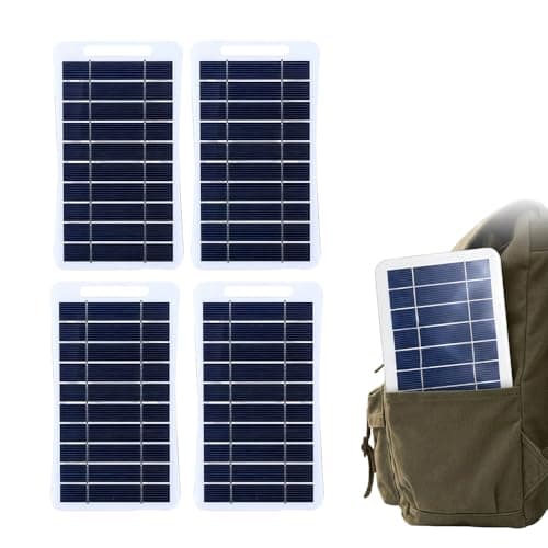 Portable USB Solar Panel – 5V 2W Plug in Solar Panels High Efficiency Monocrystalline Charger for Phone, Camera, Fan, Lantern – Camping Hiking Outdoor Travel (4pcs)
