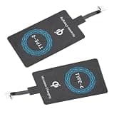 Yoidesu Type C Wireless Charging Receiver 2 Pack, Ultra Thin Charger Adapter Sticker for Mobile Phone, Portable Self Adhesive Charger Receiver Chip, Compatible with All Type C Phones,