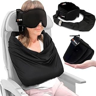BVASJIUK Armbiess Travel Sling, 3-in-1 Airplane Sleep Support Kit Integrated Travel Sleeping Accessories with Adjustable Pillow Eye Mask and Body Sling for Long Haul Flights