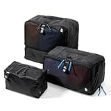 tomtoc 3 Set Packing Cubes for Travel Essentials, Odor-Resistant Compression Expandable Packing Cubes, Lightweight Travel Bag Pouch, Luggage Organizers Accessories for Backpack & Suitcase