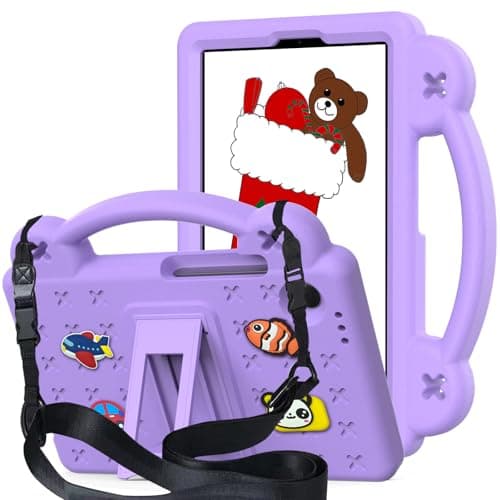 QYiiD Kids Case for Lenovo Tab M10 Plus 10.6 Inch 2022 3rd Gen (TB-125F/TB-128F), Kids EVA Protective Shockproof Cover with Stand Handle, Shoulder Strap, Handle Stand, Purple