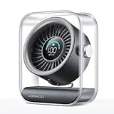 KIMMOO Rechargeable USB Desk Fan, Quiet Table Fan with Turbo Airflow, 100 Speeds, Digital Display, 90° Rotating, Small Battery Desktop Fans for Bedroom Home Office Travel, Black