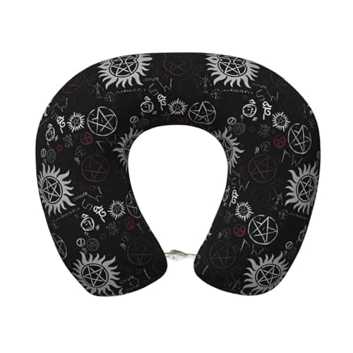 XBNVGR Supernatural Symbols Black Print Memory Foam Travel Pillow - Comfortable U-Shape Neck Support for Sleep, Office Naps, Long Flights