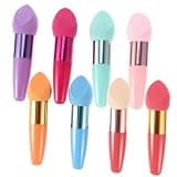 FUOYLOO Mushroom Head Makeup Sponge Handle for Foundation and Concealer Silicone Cosmetic Puff, Easy to Clean, Multi-use (Random Color)