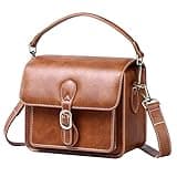 Cwatcun Camera Shoulder Bag Compact Camera Case Waterproof Retro Compatible for Canon Nikon Sony SLR DSLR Mirrorless Camera and Lens Brown, Small